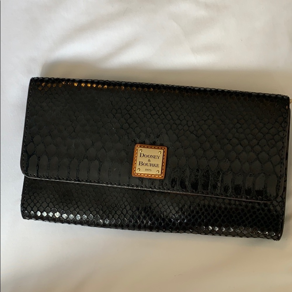 Black croc clutch by Dooney & Bourke
